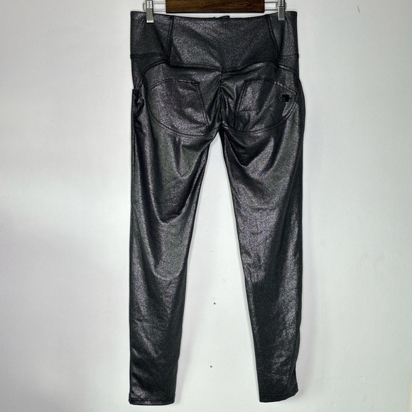 Freddy WR.UP Silver Metallic Lurex High Rise 3 Button Full Length Leggings Sz 10 - Picture 11 of 12